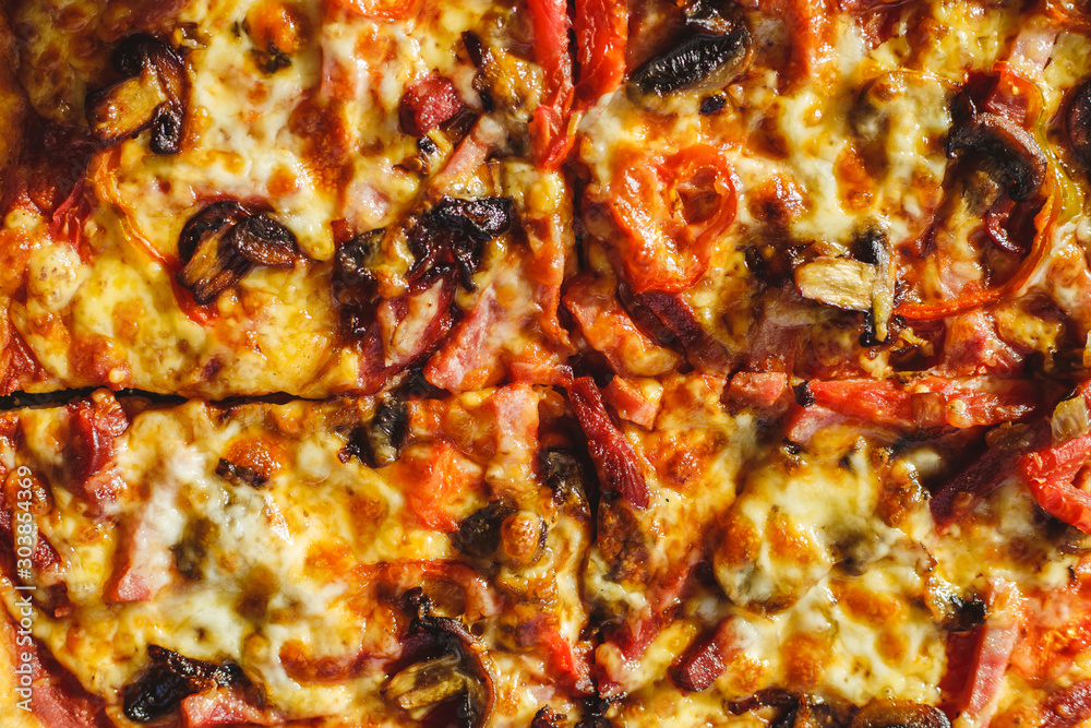 Homemade pizza after Italian recipe. Background texture. Homemade pizza after Italian recipe. Background texture.