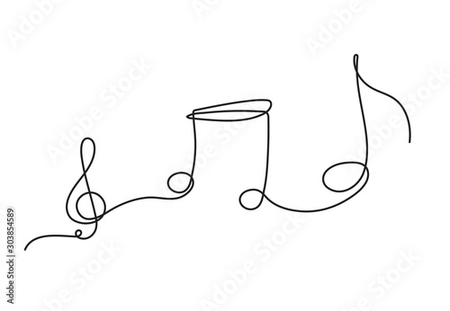 one line drawing of music notes isolated vector object continuous simplicity lineart design of sign and symbols.