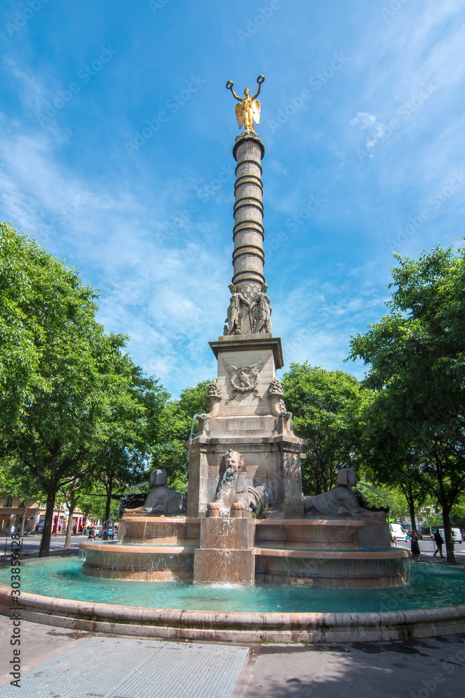 Chatelet fountain in Paris, France