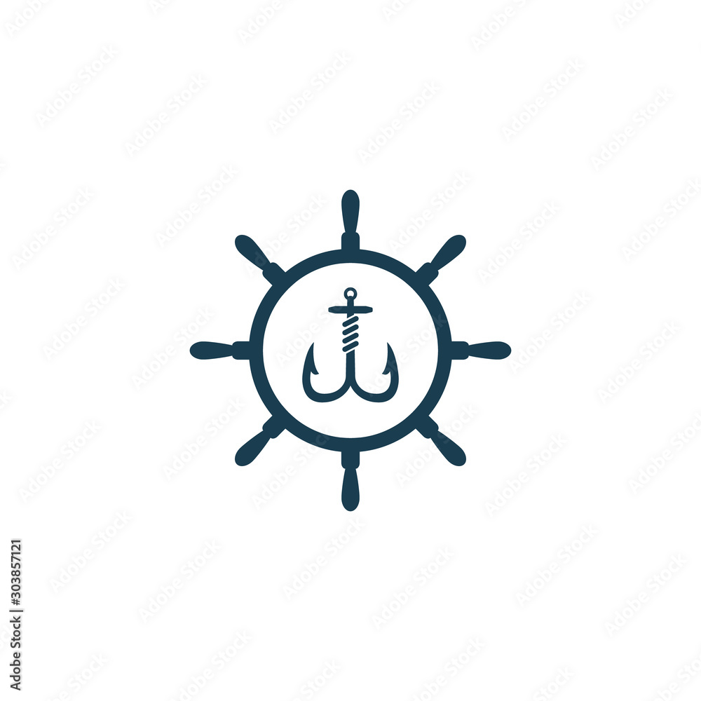 Ship wheel steering symbol vector icon Ship wheel steering symbol vector icon