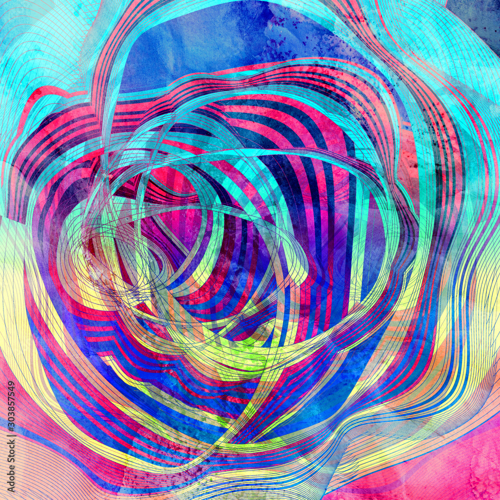 Abstract watercolor bright background with different colorful wave