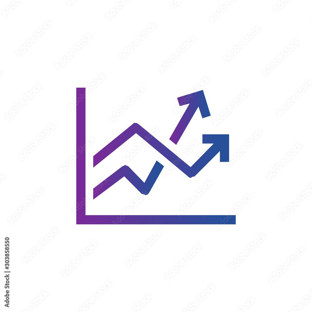 Growing bars graphic icon with rising arrows. Stock vector illustration isolated on white background Growing bars graphic icon with rising arrows. Stock vector illustration isolated on white background
