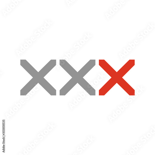 Exit Cross sign element. Red X icon isolated on white background. Simple mark graphic design. Button for vote, decision, web. Symbol of error, check, wrong and stop, failed. Vector illustration