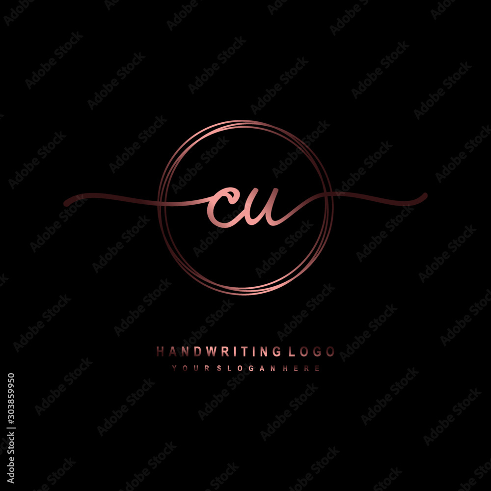 CU Initial handwriting logo design with circle lines dark pink gradation color. handwritten logo for fashion, beauty, team, wedding, luxury logo CU Initial handwriting logo design with circle lines dark pink gradation color. handwritten logo for fashion, beauty, team, wedding, luxury logo