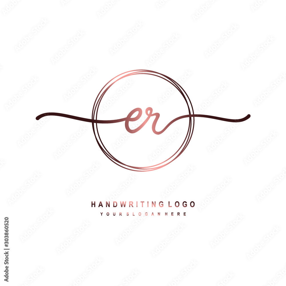 ER Initial handwriting logo design with circle lines dark pink gradation color. handwritten logo for fashion, beauty, team, wedding, luxury logo ER Initial handwriting logo design with circle lines dark pink gradation color. handwritten logo for fashion, beauty, team, wedding, luxury logo
