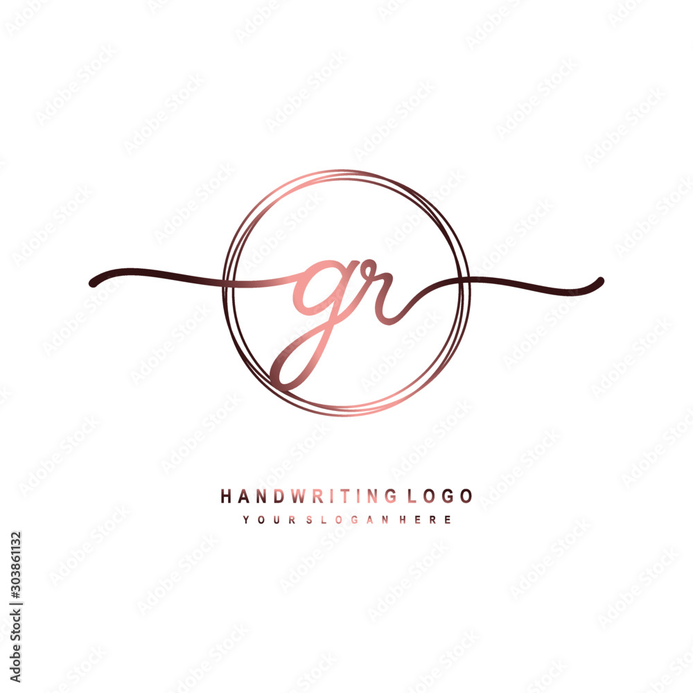 GR Initial handwriting logo design with circle lines dark pink gradation color. handwritten logo for fashion, beauty, team, wedding, luxury logo GR Initial handwriting logo design with circle lines dark pink gradation color. handwritten logo for fashion, beauty, team, wedding, luxury logo