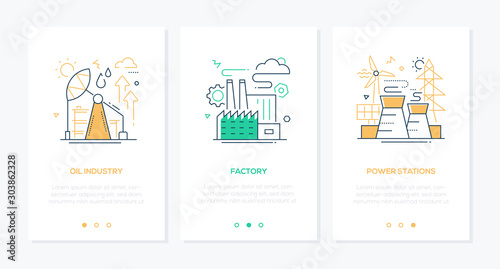 Manufacturing concept - line design style banners set