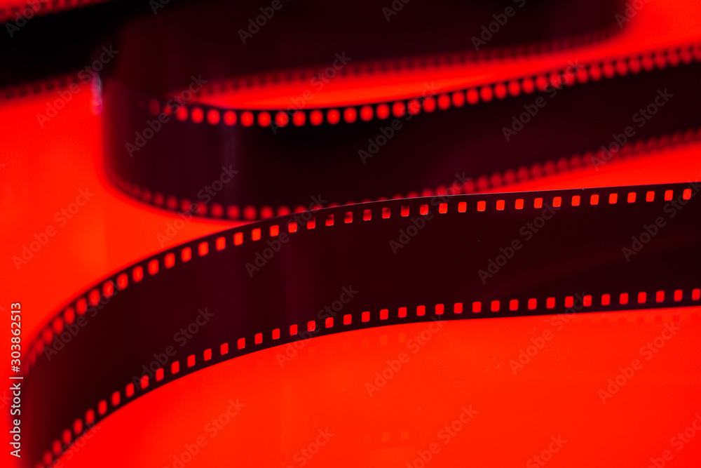 film 35mm close-up abstract on red background	