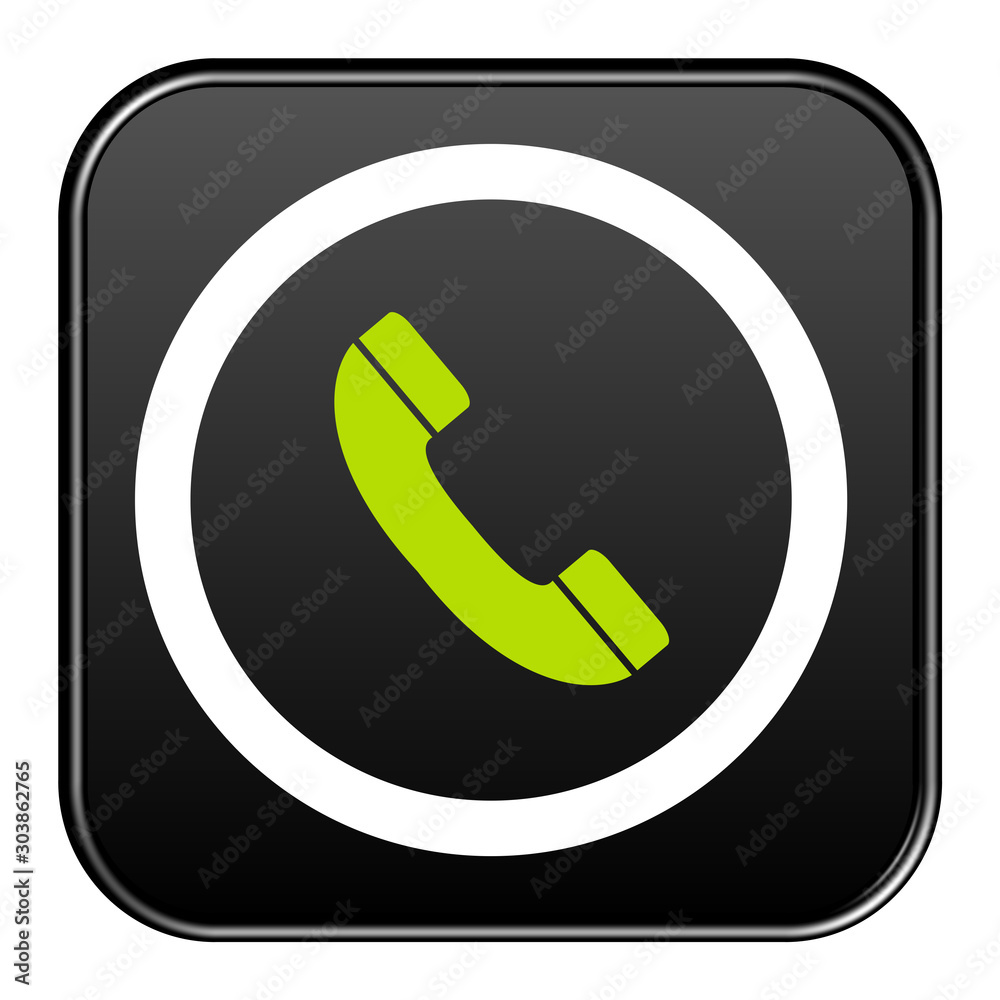 Schwarzer Button mit Kreis zeigt Telefon Hotline Schwarzer Button mit Kreis zeigt Telefon Hotline