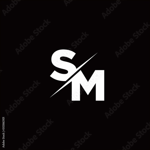 SM Logo Letter Monogram Slash with Modern logo designs template