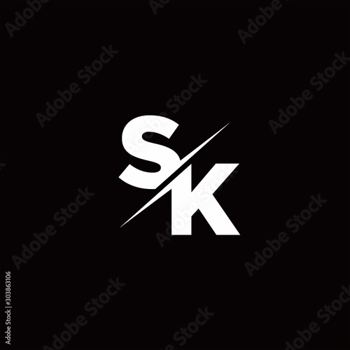 SK Logo Letter Monogram Slash with Modern logo designs template