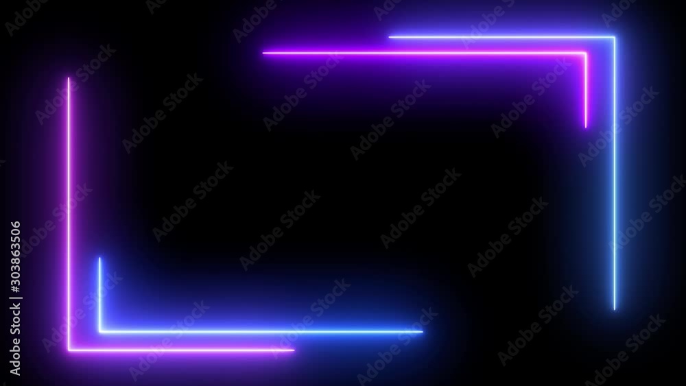 Abstract light neon frame on black background. laser show looped animation . 4K video