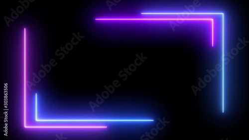 Abstract light neon frame on black background. laser show looped animation . 4K video