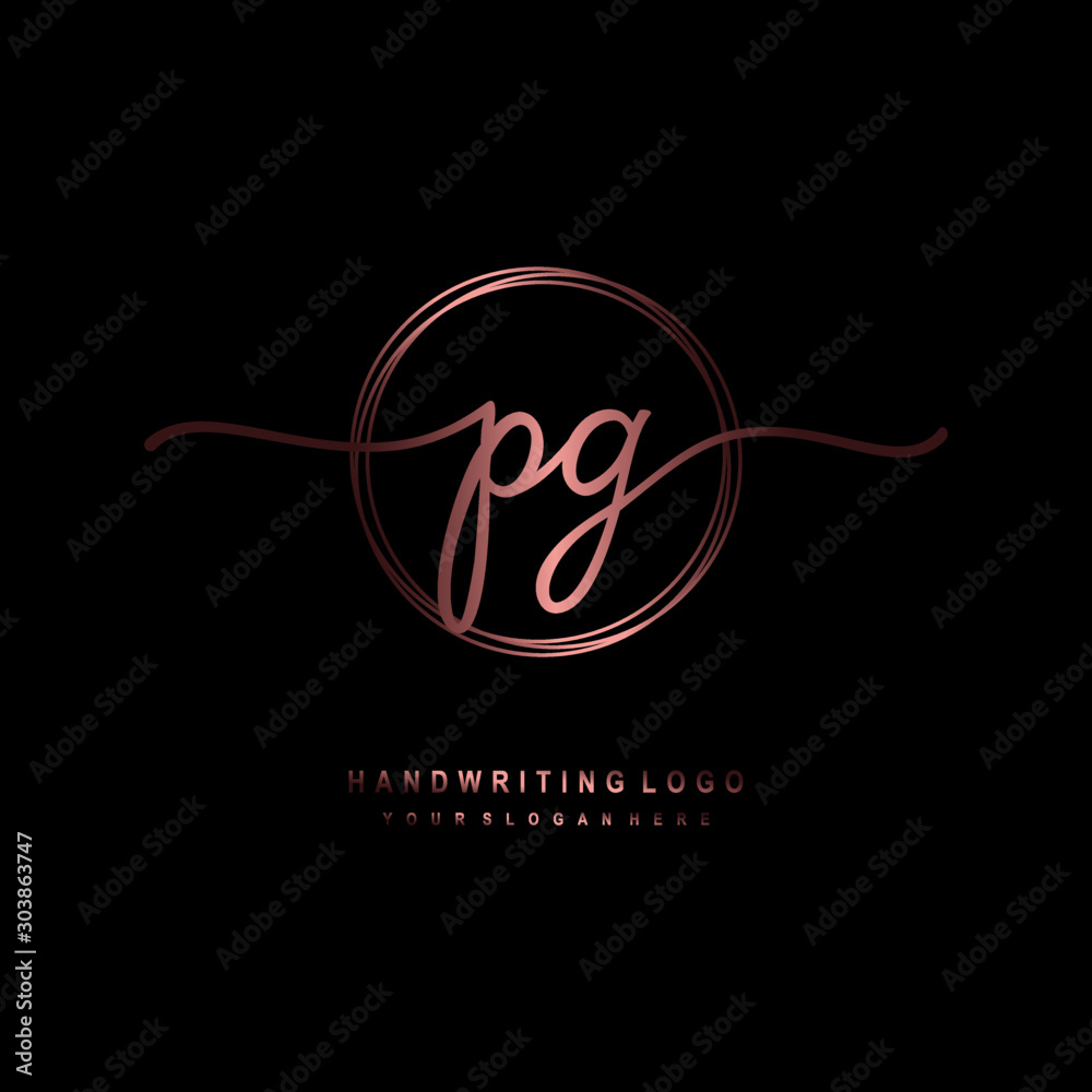PG Initial handwriting logo design with circle lines dark pink gradation color. handwritten logo for fashion, beauty, team, wedding, luxury logo PG Initial handwriting logo design with circle lines dark pink gradation color. handwritten logo for fashion, beauty, team, wedding, luxury logo