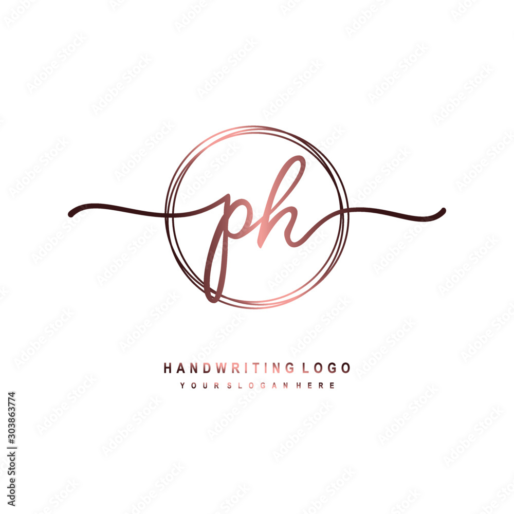 PH Initial handwriting logo design with circle lines dark pink gradation color. handwritten logo for fashion, beauty, team, wedding, luxury logo PH Initial handwriting logo design with circle lines dark pink gradation color. handwritten logo for fashion, beauty, team, wedding, luxury logo