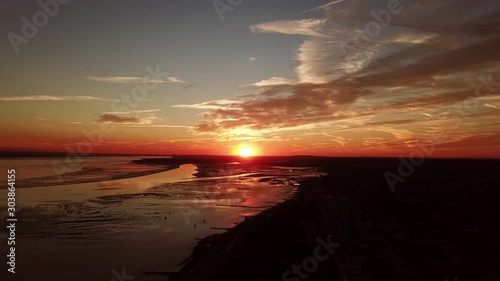 Sunset in Southend on sea Essex film by drone photo