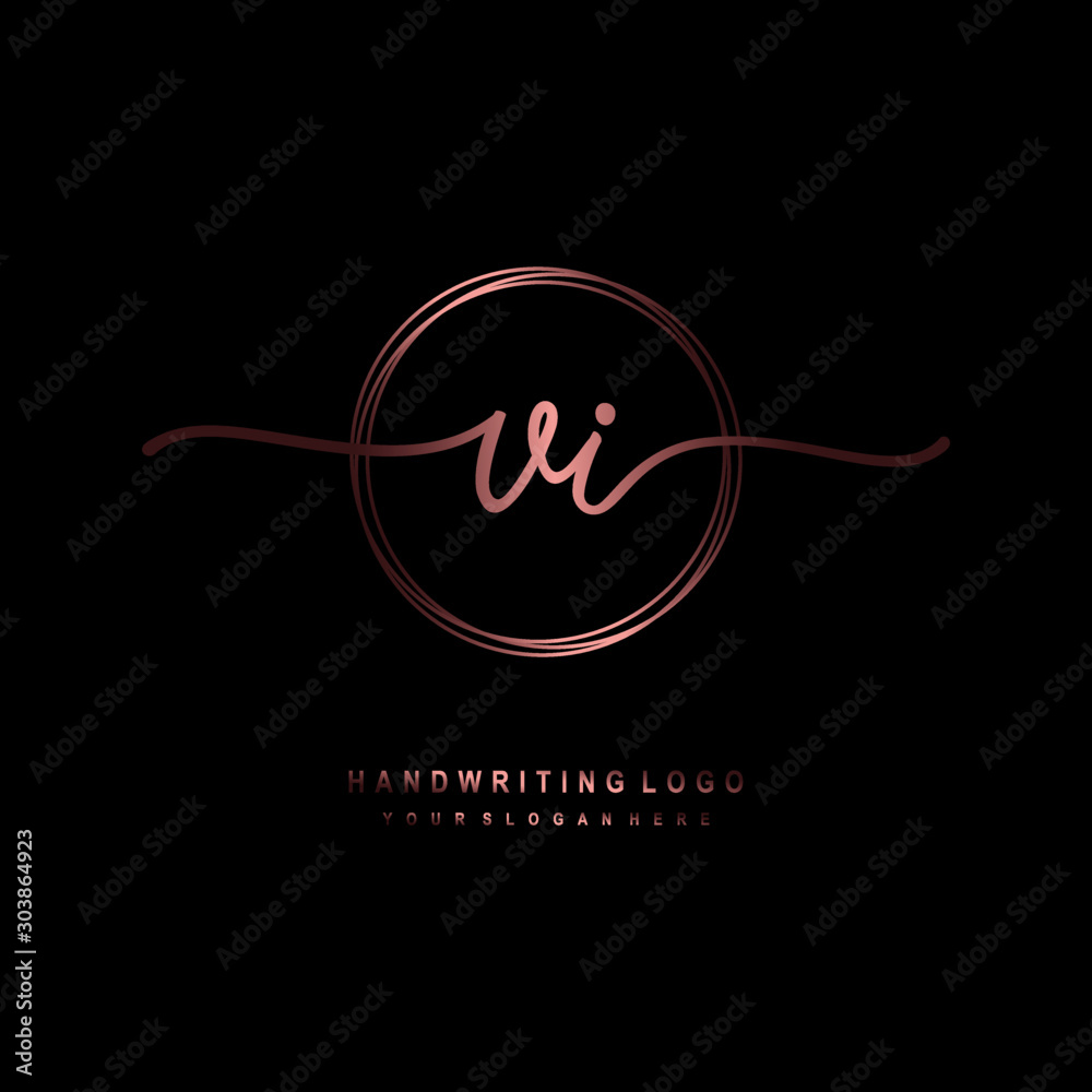 VI Initial handwriting logo design with circle lines dark pink gradation color. handwritten logo for fashion, beauty, team, wedding, luxury logo VI Initial handwriting logo design with circle lines dark pink gradation color. handwritten logo for fashion, beauty, team, wedding, luxury logo
