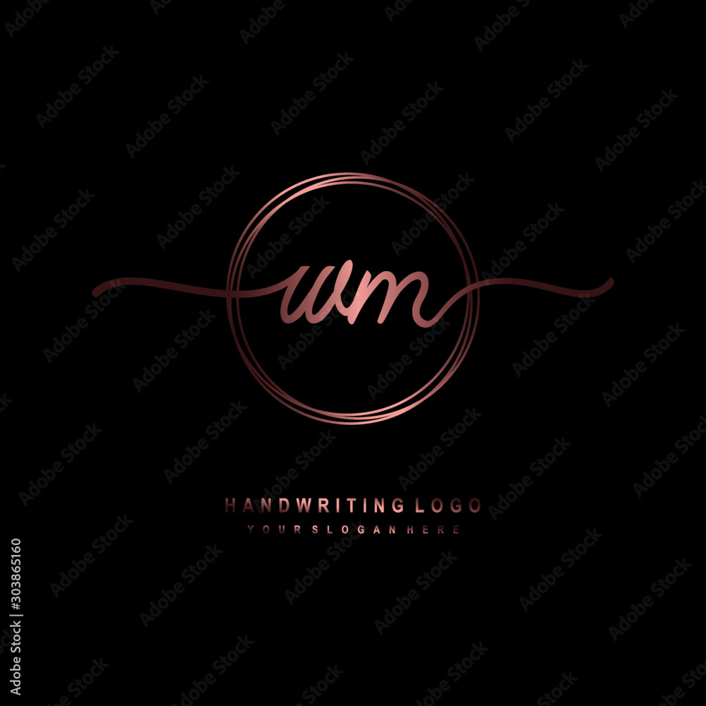 WM Initial handwriting logo design with circle lines dark pink gradation color. handwritten logo for fashion, beauty, team, wedding, luxury logo WM Initial handwriting logo design with circle lines dark pink gradation color. handwritten logo for fashion, beauty, team, wedding, luxury logo