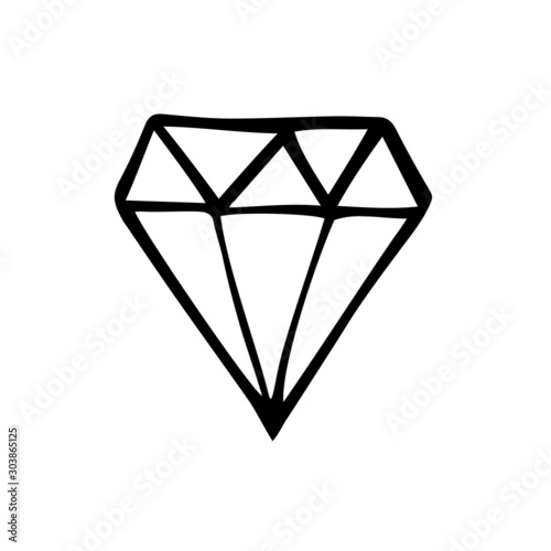 Diamond doodle vector element. Valentines day element