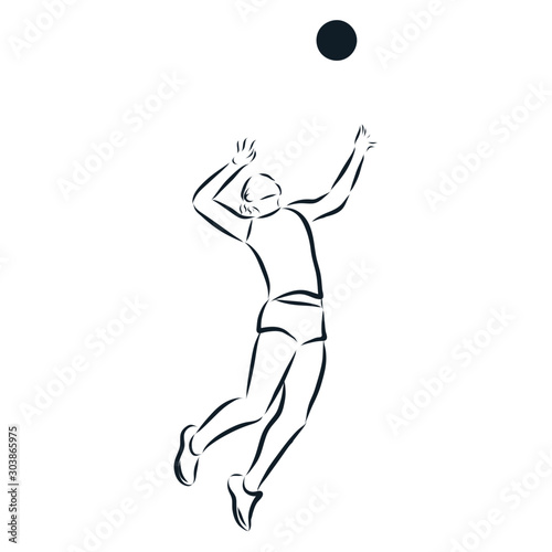 silhouette of girl volleyball player 