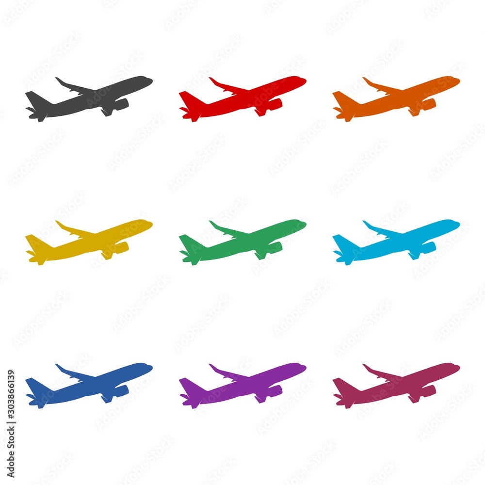 Color Plane icon isolated on white background
