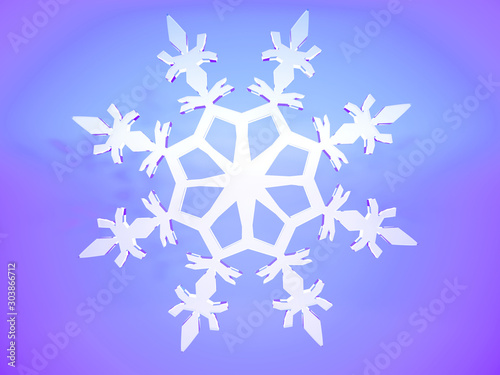 abstraction with a big white snowflake