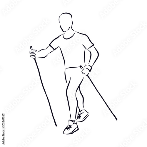 man with a Nordic walking poles