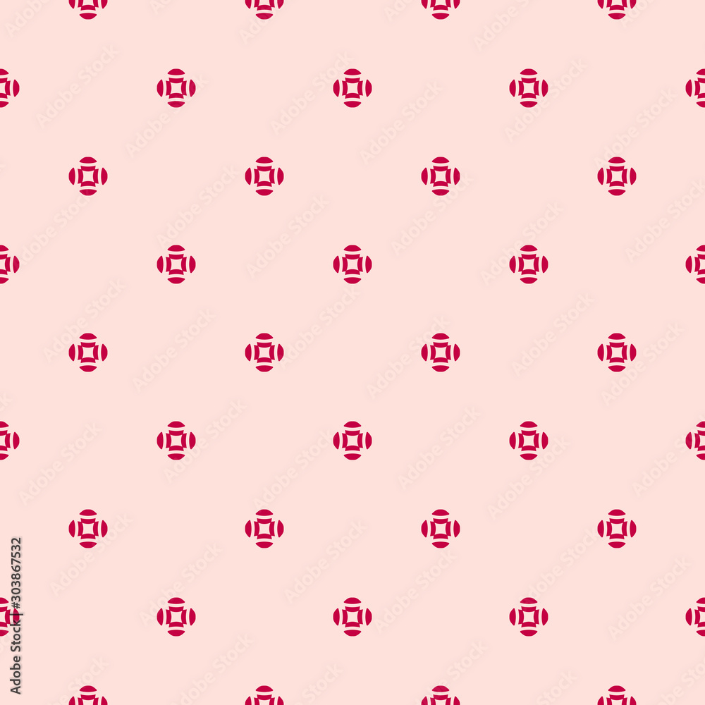 Floral seamless pattern. Simple pink and red minimalist geometric texture