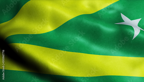 3D Waving Brazil City Flag of Maraba Closeup View photo