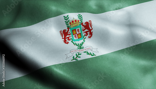 3D Waving Masaya Department Flag of Nicaragua Closeup View photo
