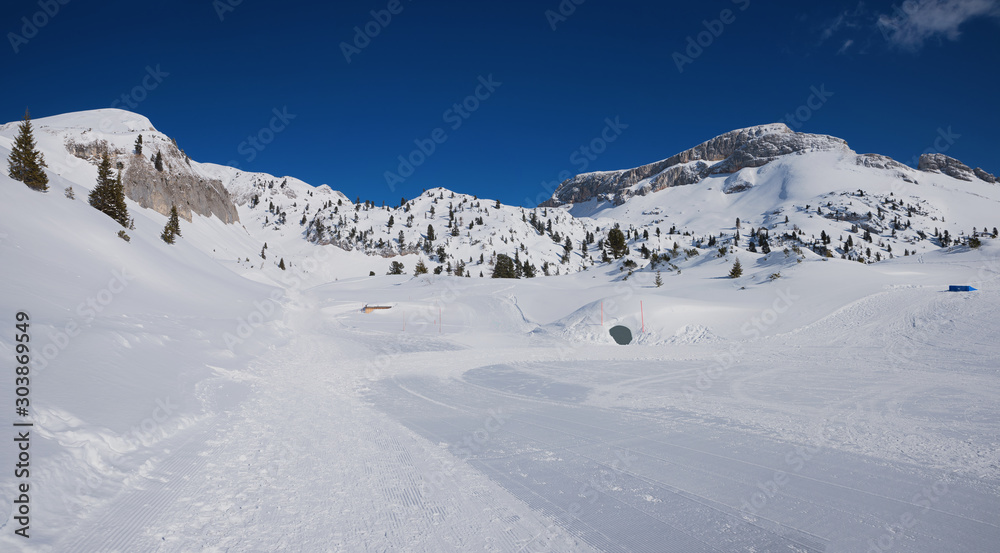 prepared hiking path and ski piste, rofan skiing area, austria