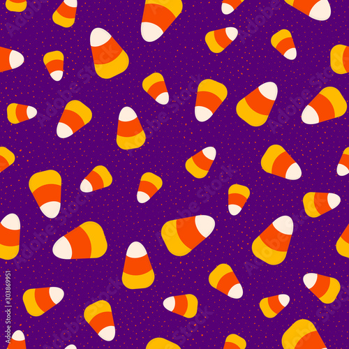 Halloween candies pattern. Funny vector seamless background with candy corn