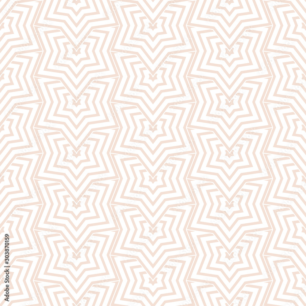 Subtle white and beige vector geometric seamless pattern with stars, thin lines