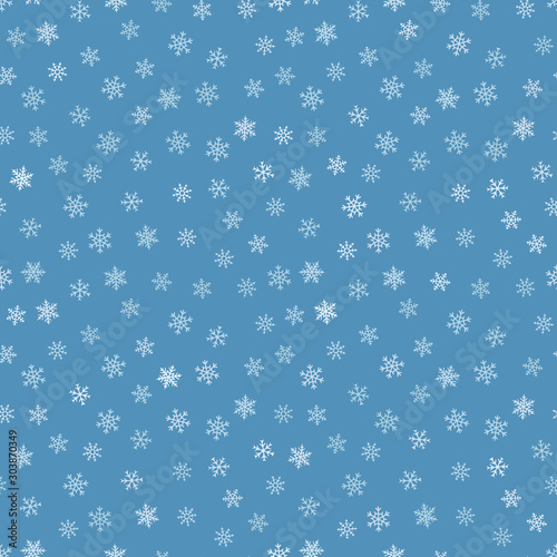 Vector seamless snowflakes pattern. Winter Christmas and New Year background