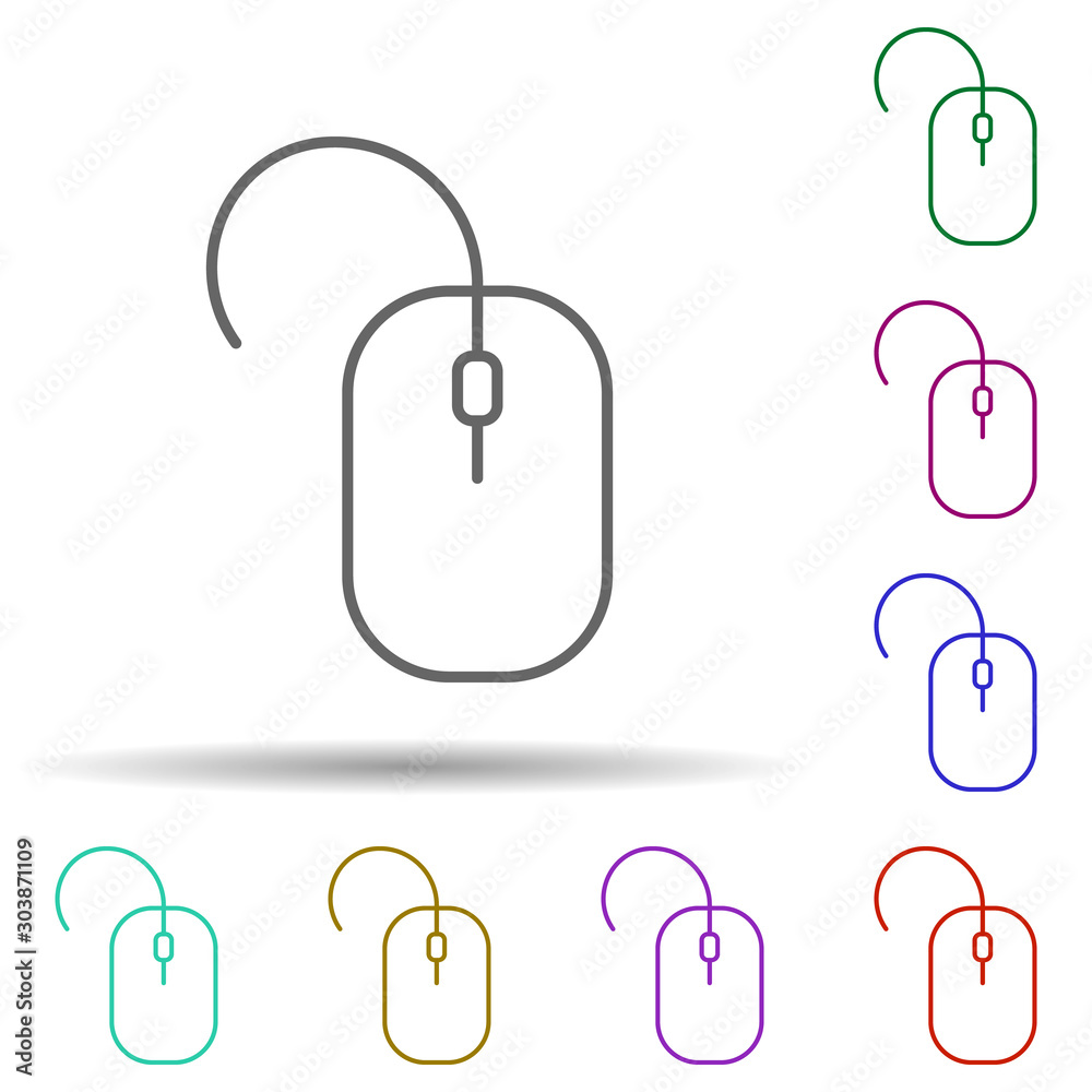 Mouse multi color icon. Simple thin line, outline vector of education icons for ui and ux, website or mobile application Mouse multi color icon. Simple thin line, outline vector of education icons for ui and ux, website or mobile application