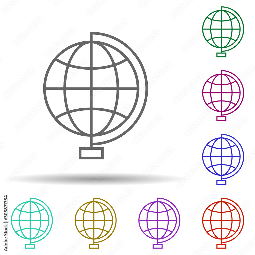 Globe multi color icon. Simple thin line, outline vector of education icons for ui and ux, website or mobile application Globe multi color icon. Simple thin line, outline vector of education icons for ui and ux, website or mobile application