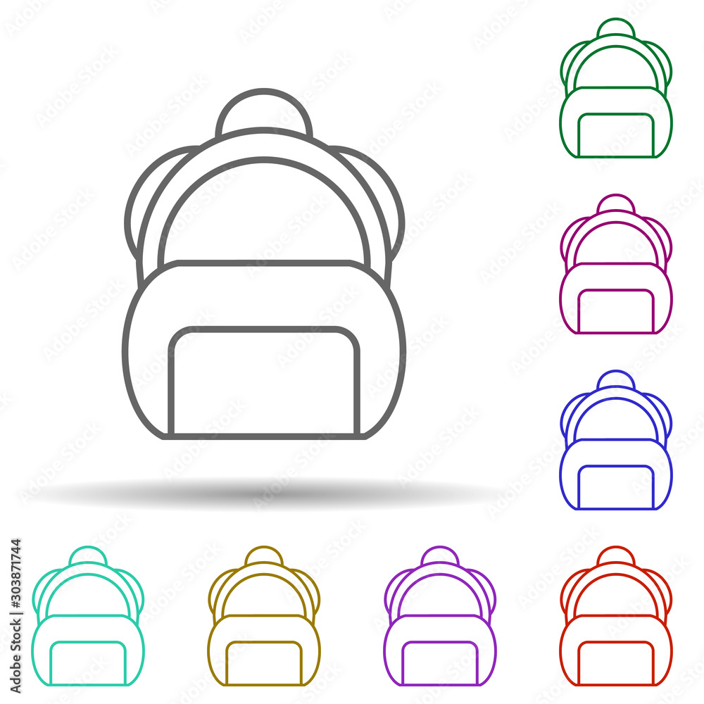 School bag multi color icon. Simple thin line, outline vector of education icons for ui and ux, website or mobile application School bag multi color icon. Simple thin line, outline vector of education icons for ui and ux, website or mobile application