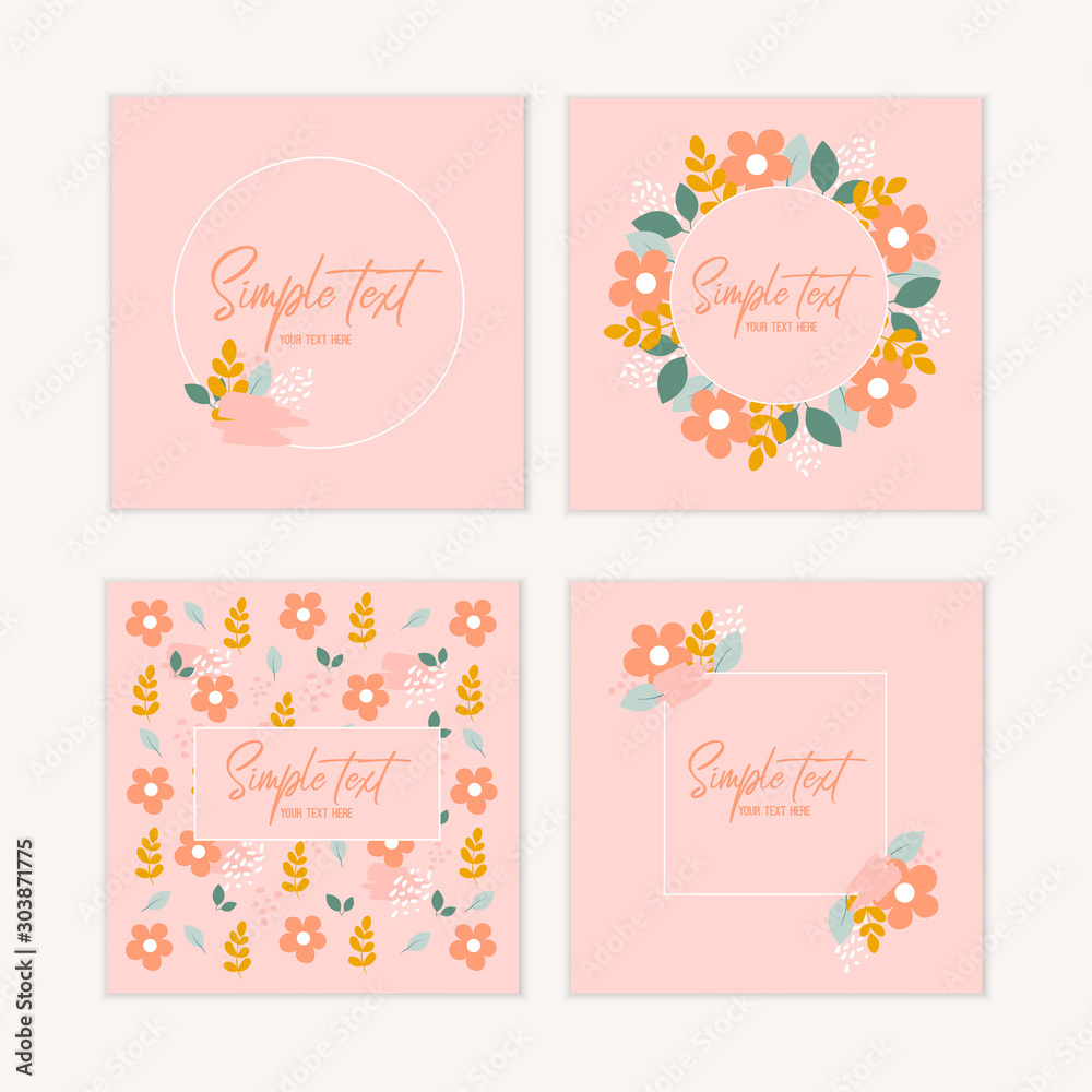 Botanical card set. Floral card mock up Botanical card set. Floral card mock up