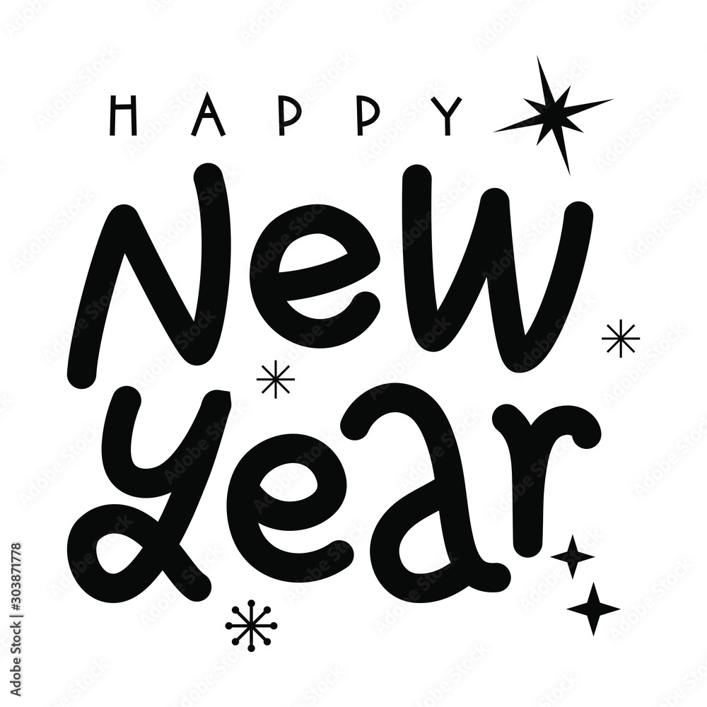 Letter composition for greetings with the inscription Happy New Year