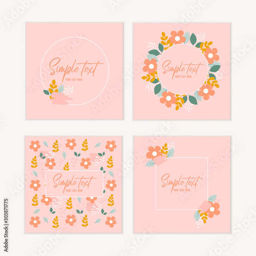 Botanical card set. Floral card mock up