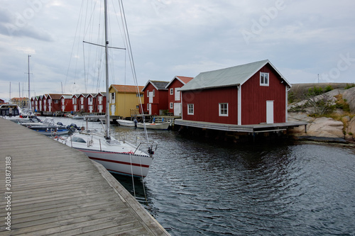 Hovenäset, sweden, travel, houseboat, boathouse, Vättern, grey sky, Swedish nature