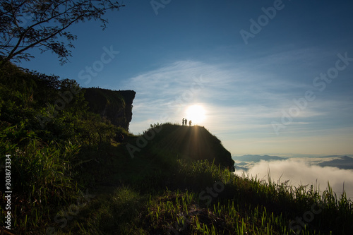 Beautiful morning view from Phu Chi Fa in Chiang Rai, Thailand photo