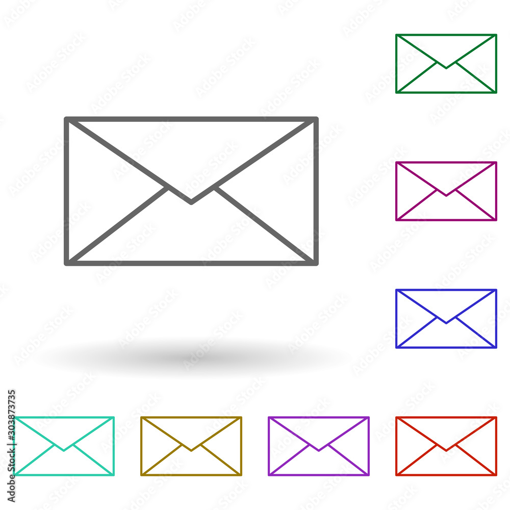 The envelope multi color icon. Simple thin line, outline vector of media, press icons for ui and ux, website or mobile application The envelope multi color icon. Simple thin line, outline vector of media, press icons for ui and ux, website or mobile application
