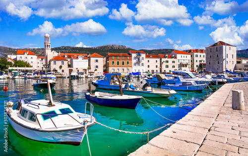 Fototapeta Naklejka Na Ścianę i Meble -  Charming coastal villages of Croatia, Dalmatia - Kastela town. Croatia holidays