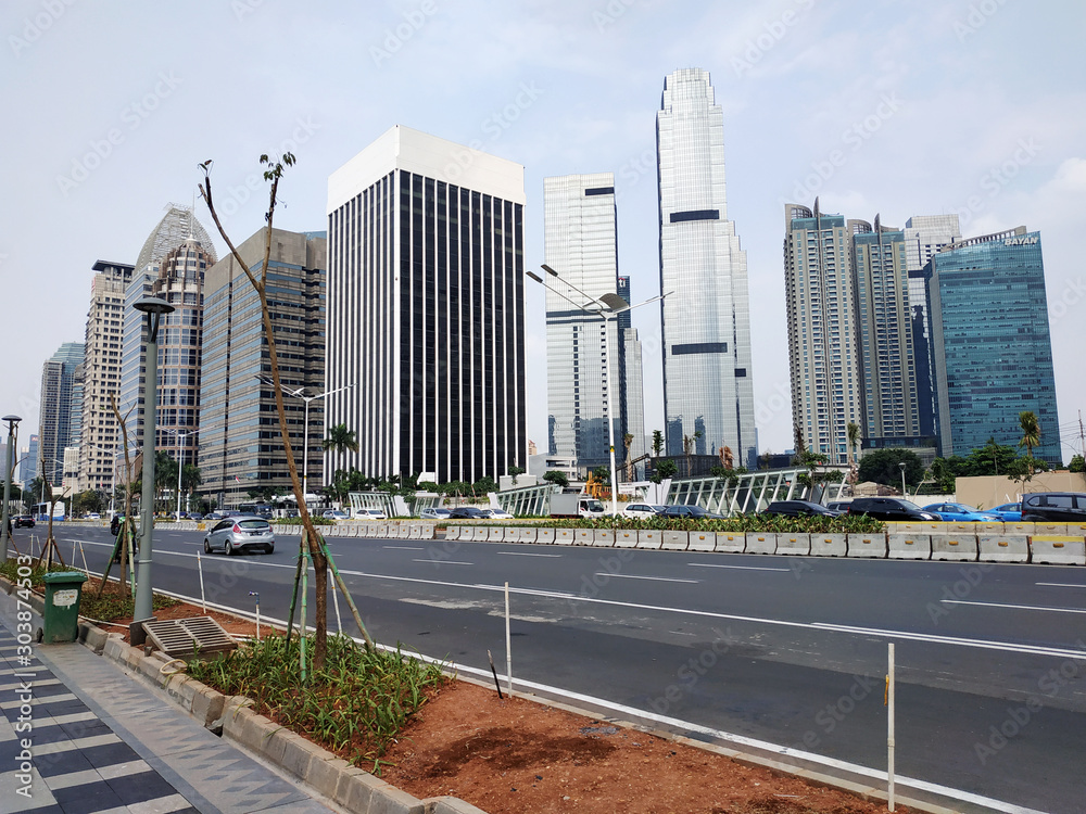 Skyscrapers and street in Jakarta Indonesia