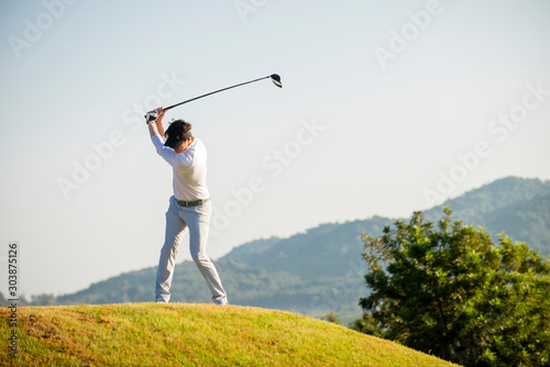 golfer hit sweeping ball