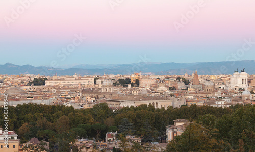 Rome City Overview At Sunset. Travel In Europe. Location  Rome  Italy. October of 2017. 