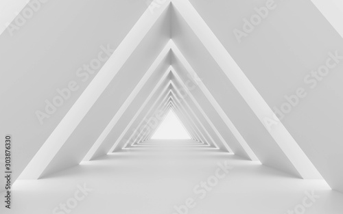 Generic architectural elements white modern triangular shaped room 3d render illustration