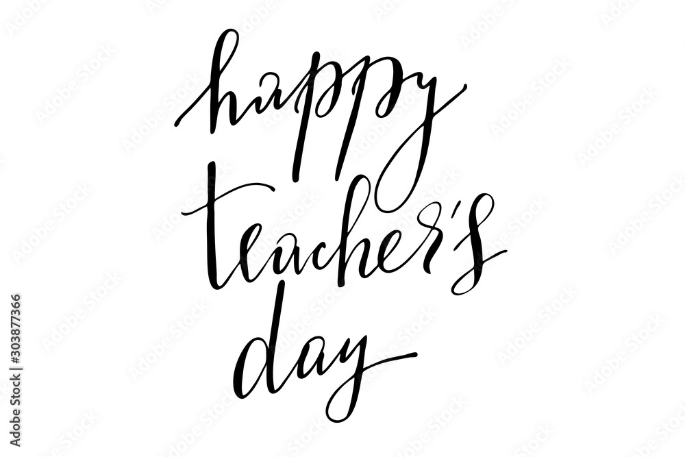 Happy teacher's day handwritten text vector Happy teacher's day handwritten text vector