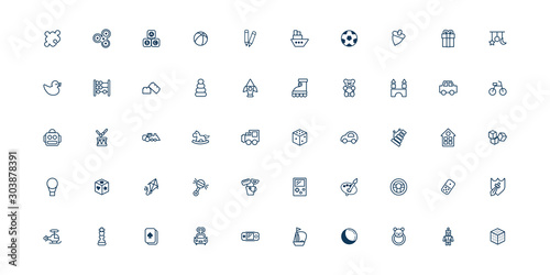 bundle of child toys set icons line style
